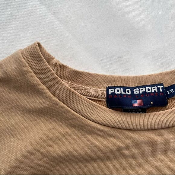 90's Ralph Lauren Polo Sport Khaki Crewneck Sweatshirt Size Extra Extra Large - Picture 12 of 14